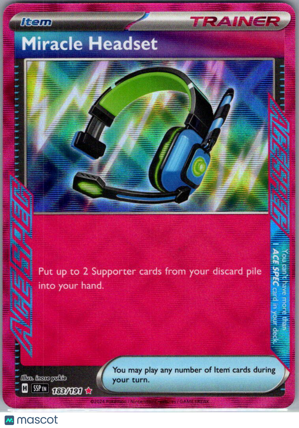 2024 Surging Sparks Miracle Headset Holo ACE #183/191