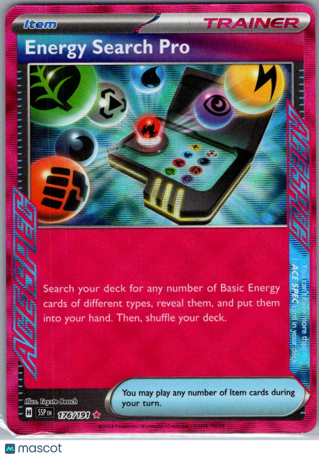 2024 Surging Sparks Energy Search Pro Holo ACE #176/191