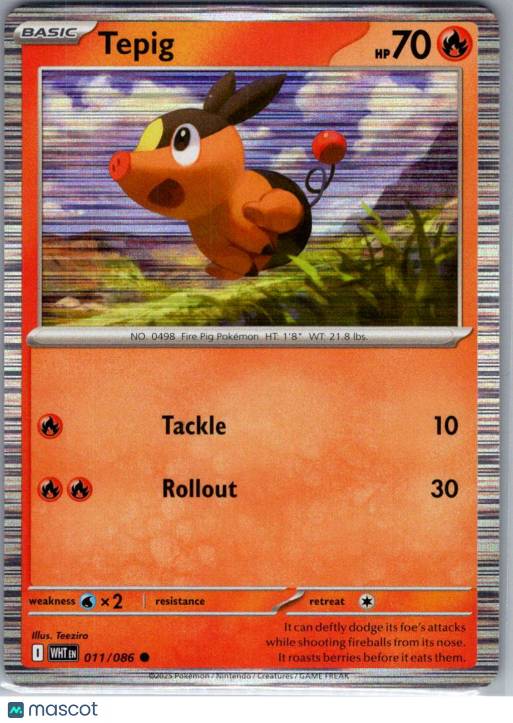 2025 White Flare Tepig Holo #11/86