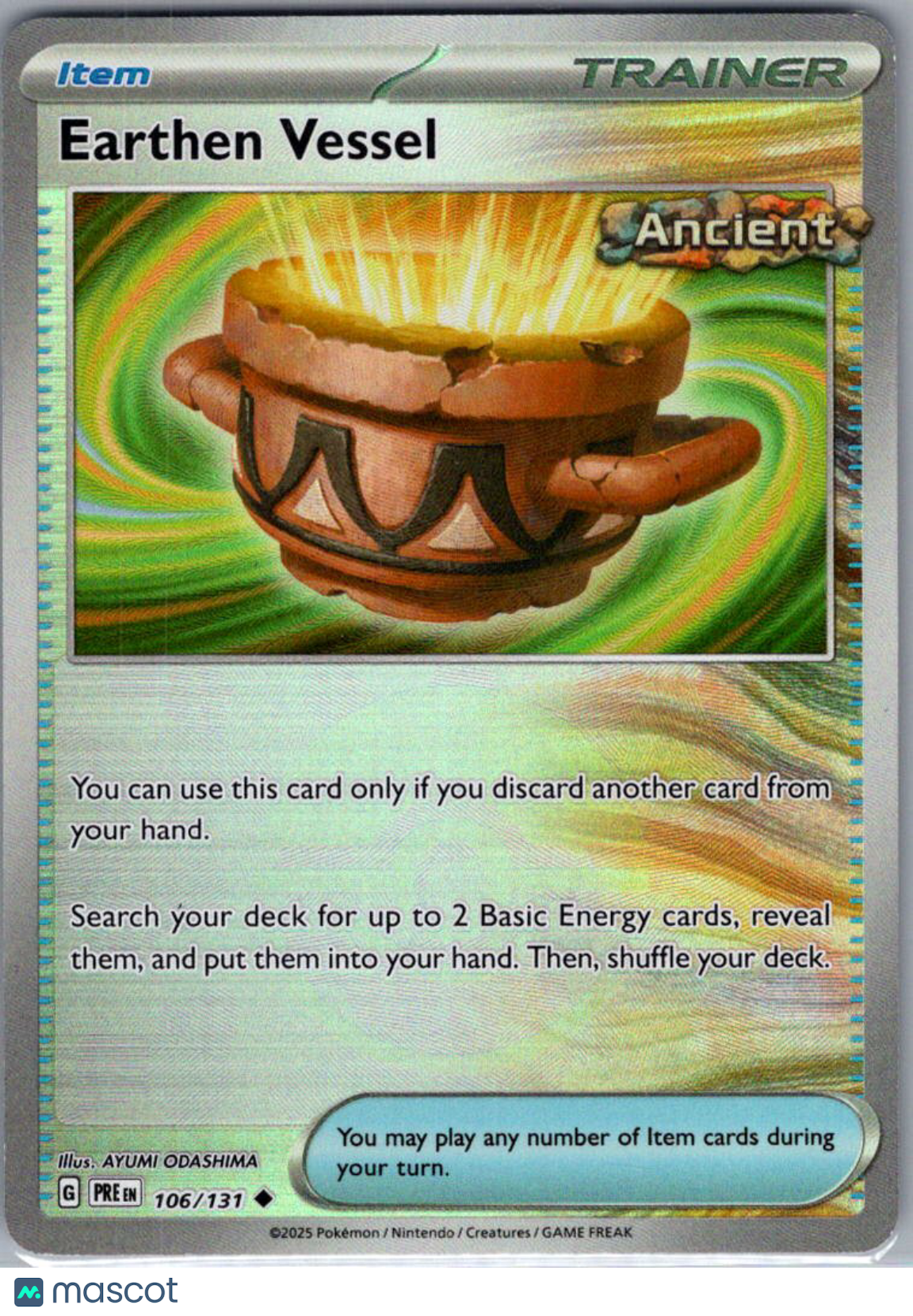 2025 Prismatic Evolutions Earthen Vessel Reverse Holo Uncommon Pokeball #106/131