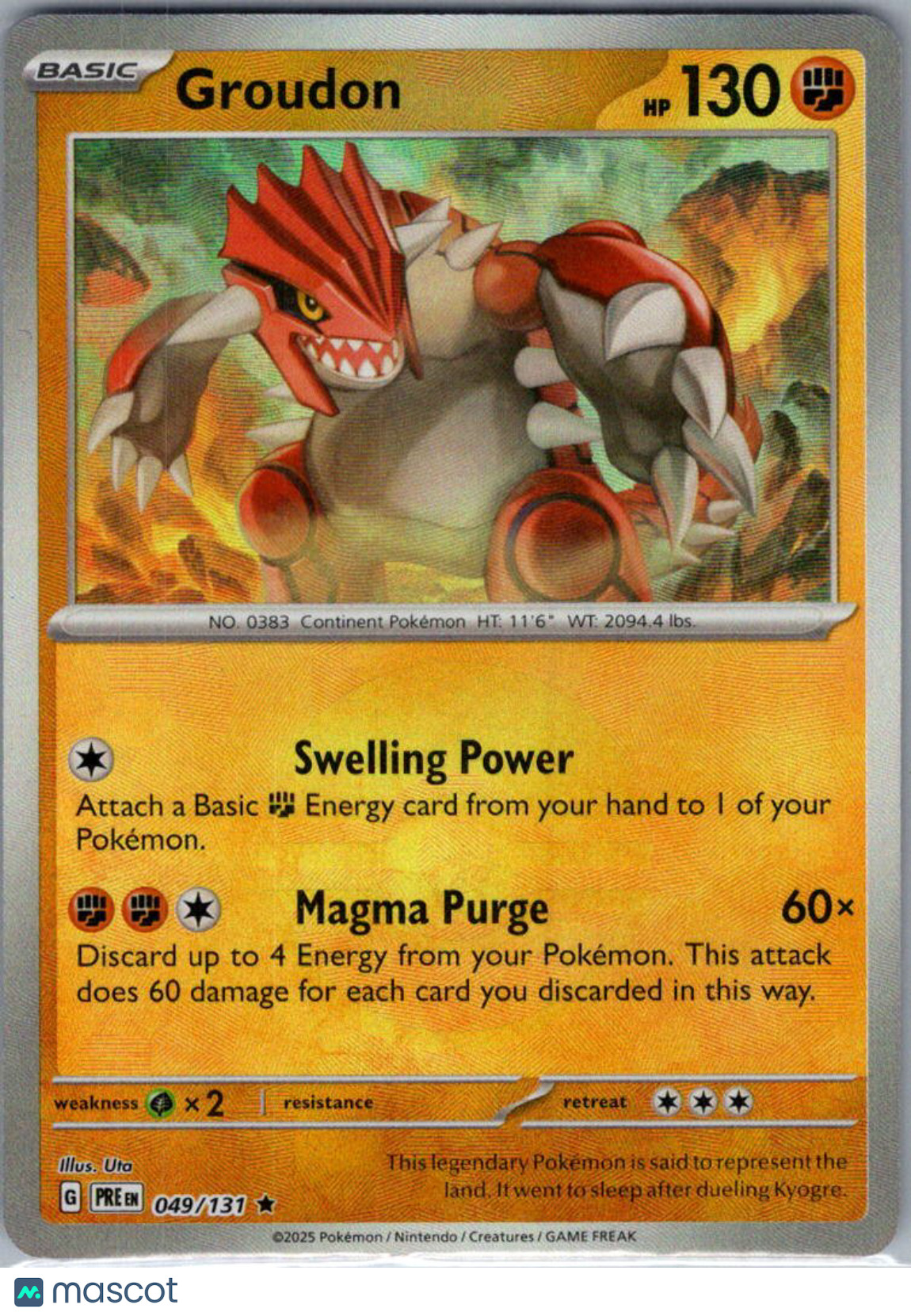 2025 Prismatic Evolutions Groudon Reverse Holo Rare Pokeball #49/131