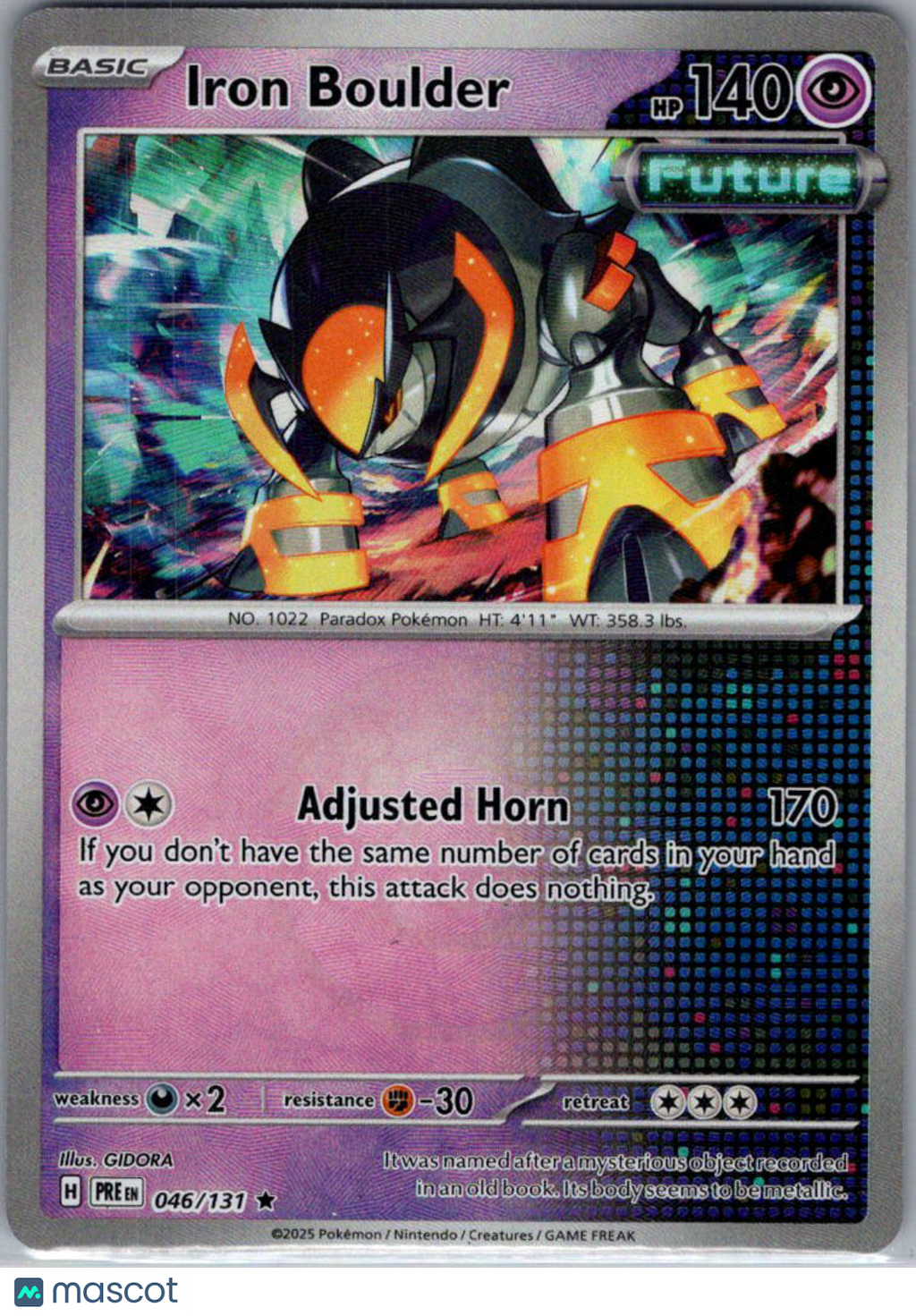 2025 Prismatic Evolutions Iron Boulder Reverse Holo Rare #46/131