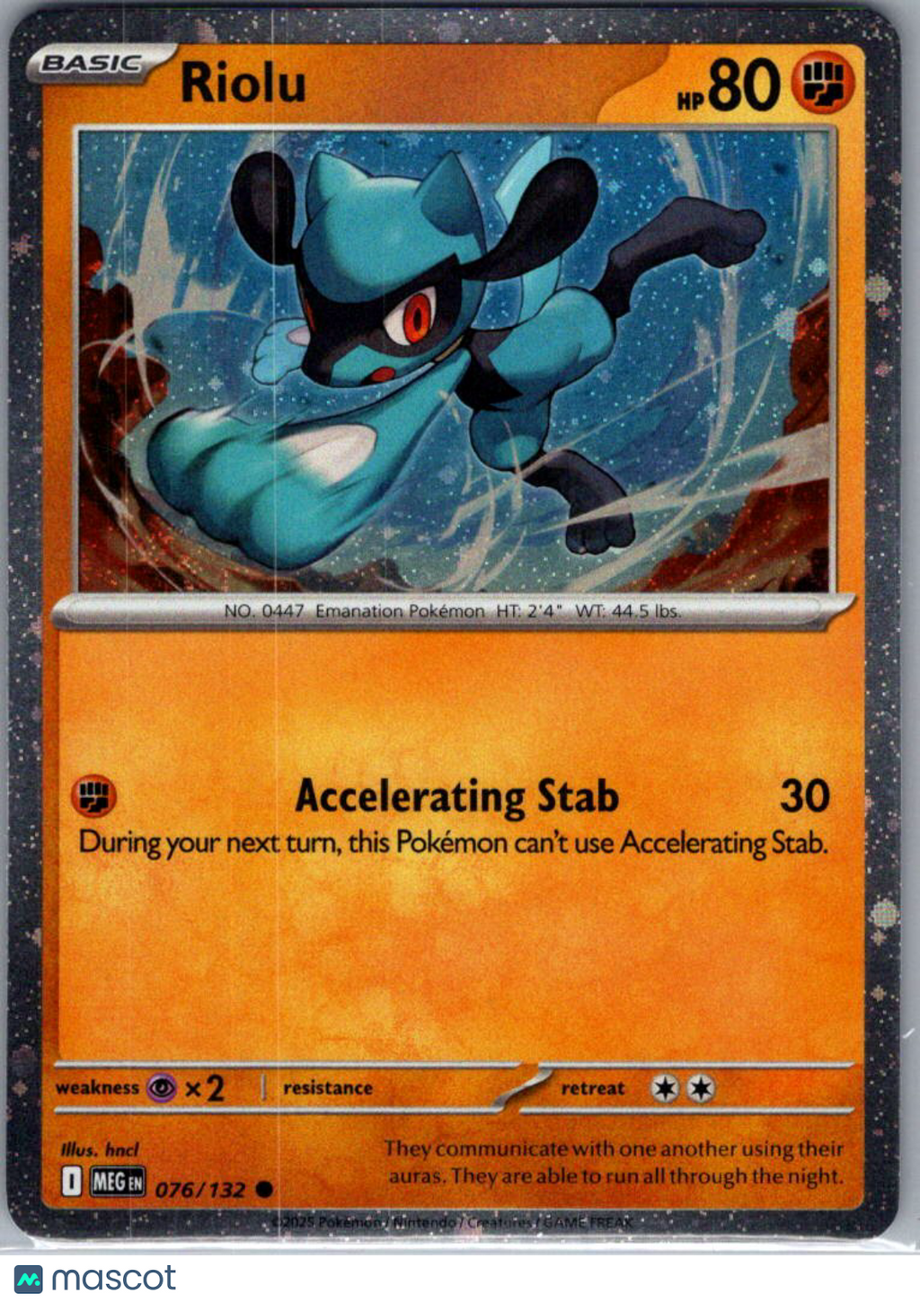 2025 Mega Evolution Riolu Cosmic Holo #76/132