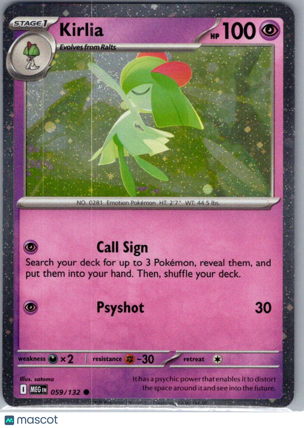 2025 Mega Evolution Kirlia Cosmic Holo #59/132