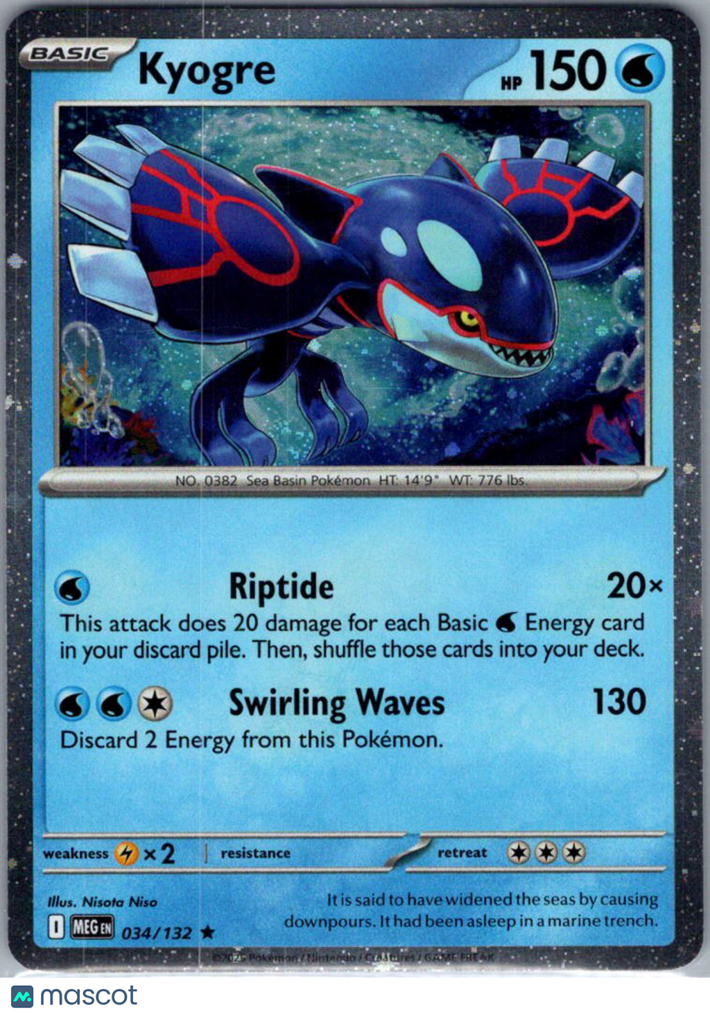 2025 Mega Evolution Kyogre Cosmic Holo Rare #034/132