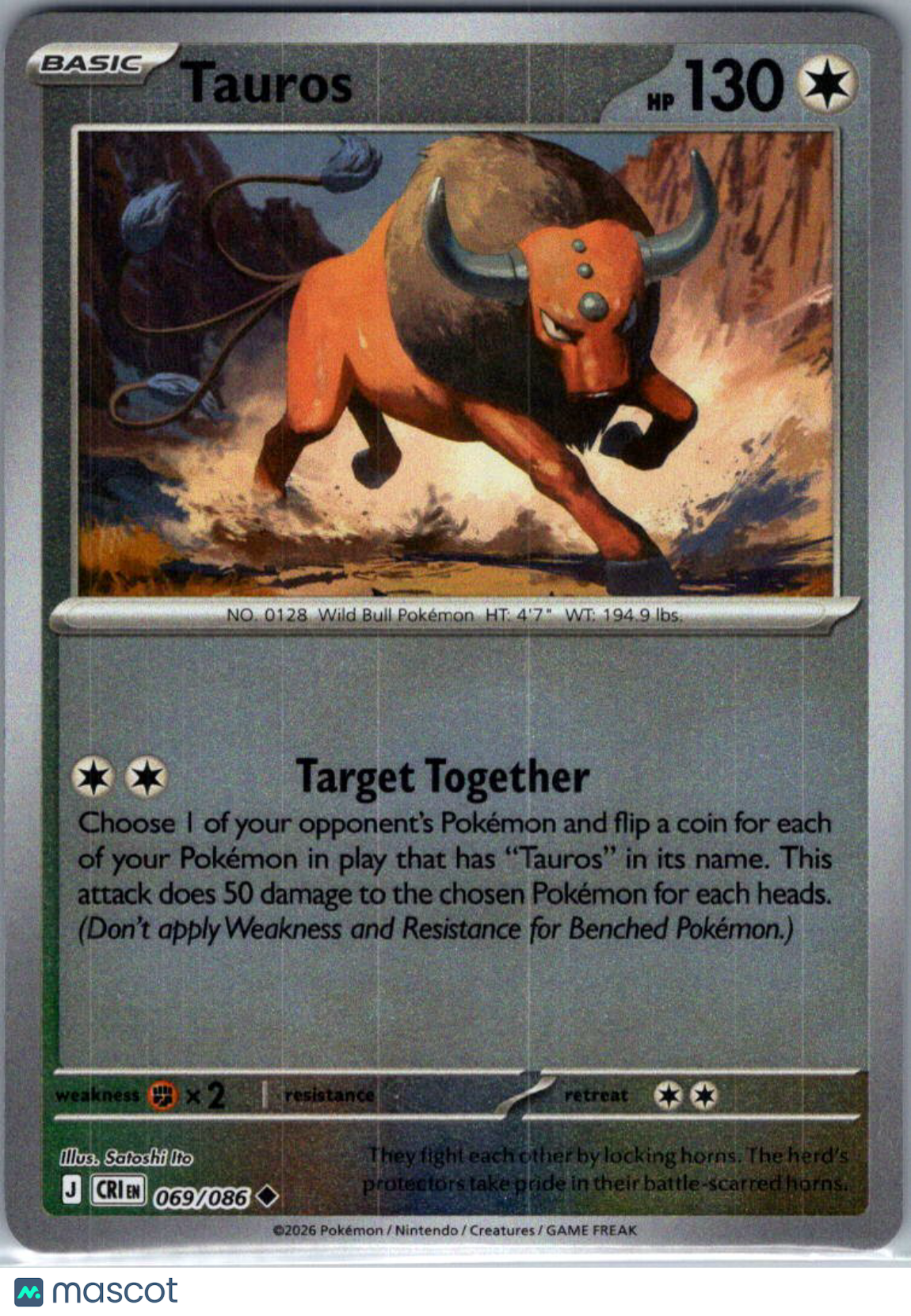 2026 Chaos Rising Tauros Reverse Holo Uncommon #69/86
