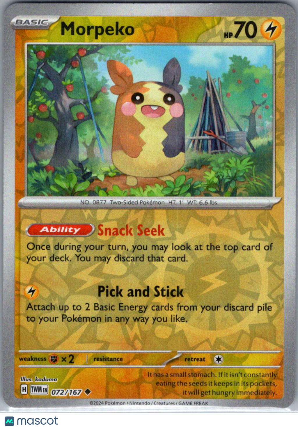 2024 Twilight Masquerade Morpeko Reverse Holo Uncommon #72/167