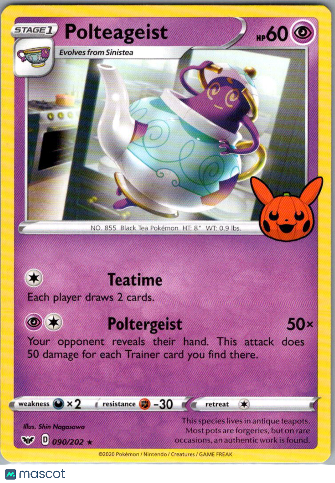 2020 Sword & Shield Polteageist Rare Trick or Trade #90/202
