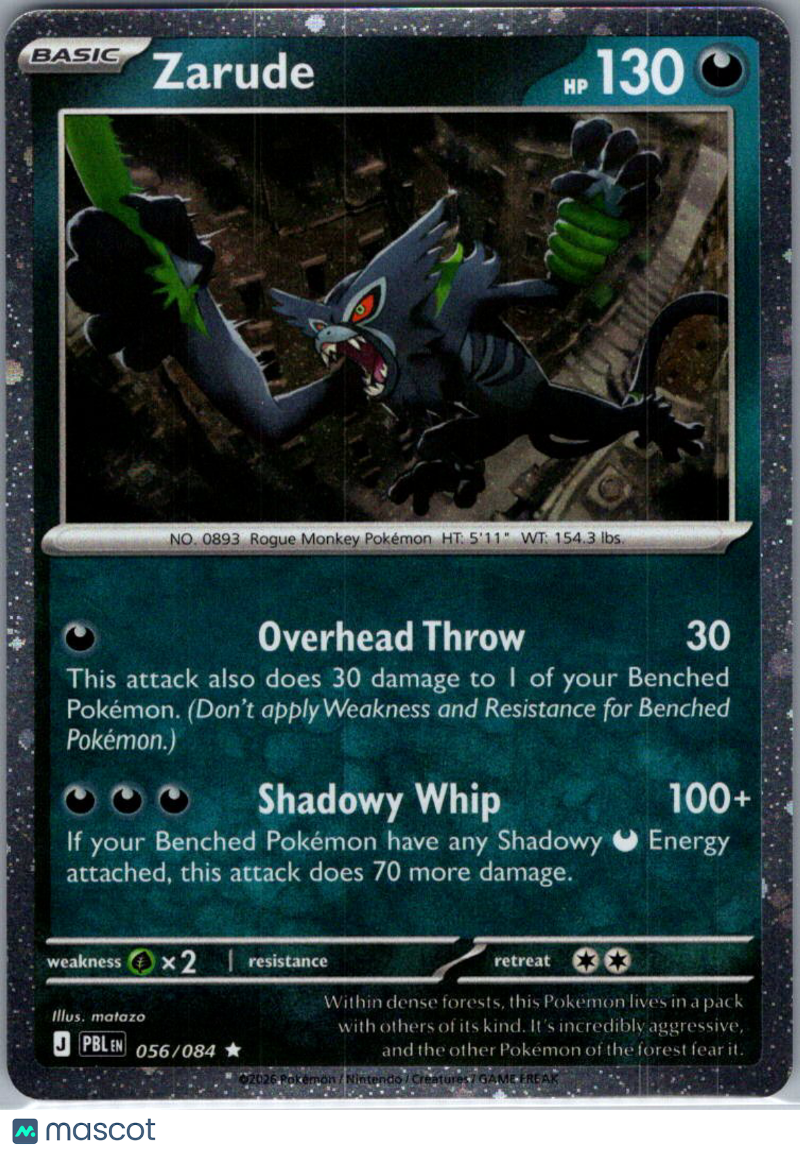2026 Pitch Black Zarude Cosmic Holo Rare #56/84