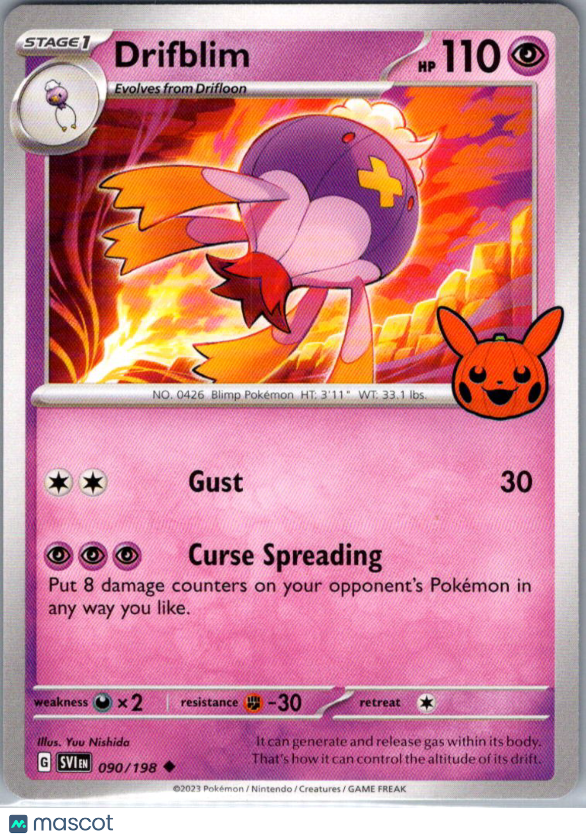 2023 Scarlet & Violet Drifblim Holo Uncommon Trick or Trade #90/198