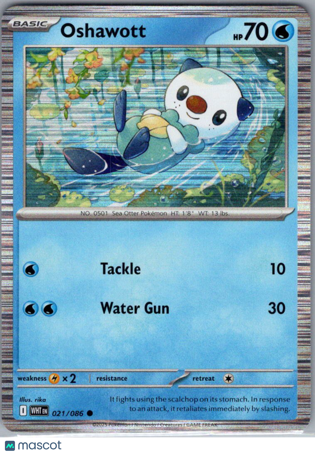2025 White Flare Oshawott Reverse Holo Trick or Trade #21/86