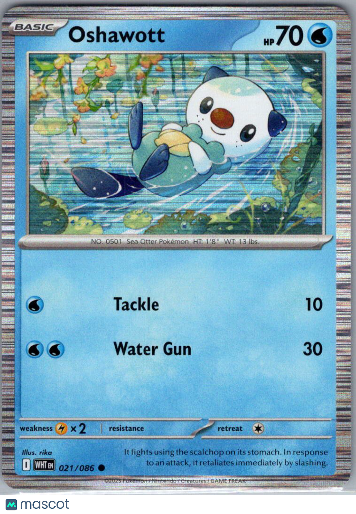 2025 White Flare Oshawott Reverse Holo Trick or Trade #21/86
