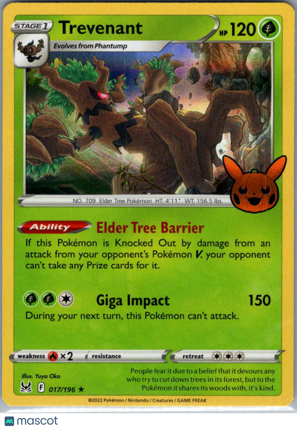 2022 Lost Origin Trevenant Holo Rare Trick or Trade #17/196