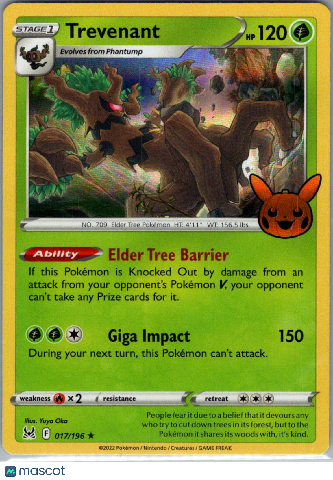 2022 Lost Origin Trevenant Holo Rare Trick or Trade #17/196