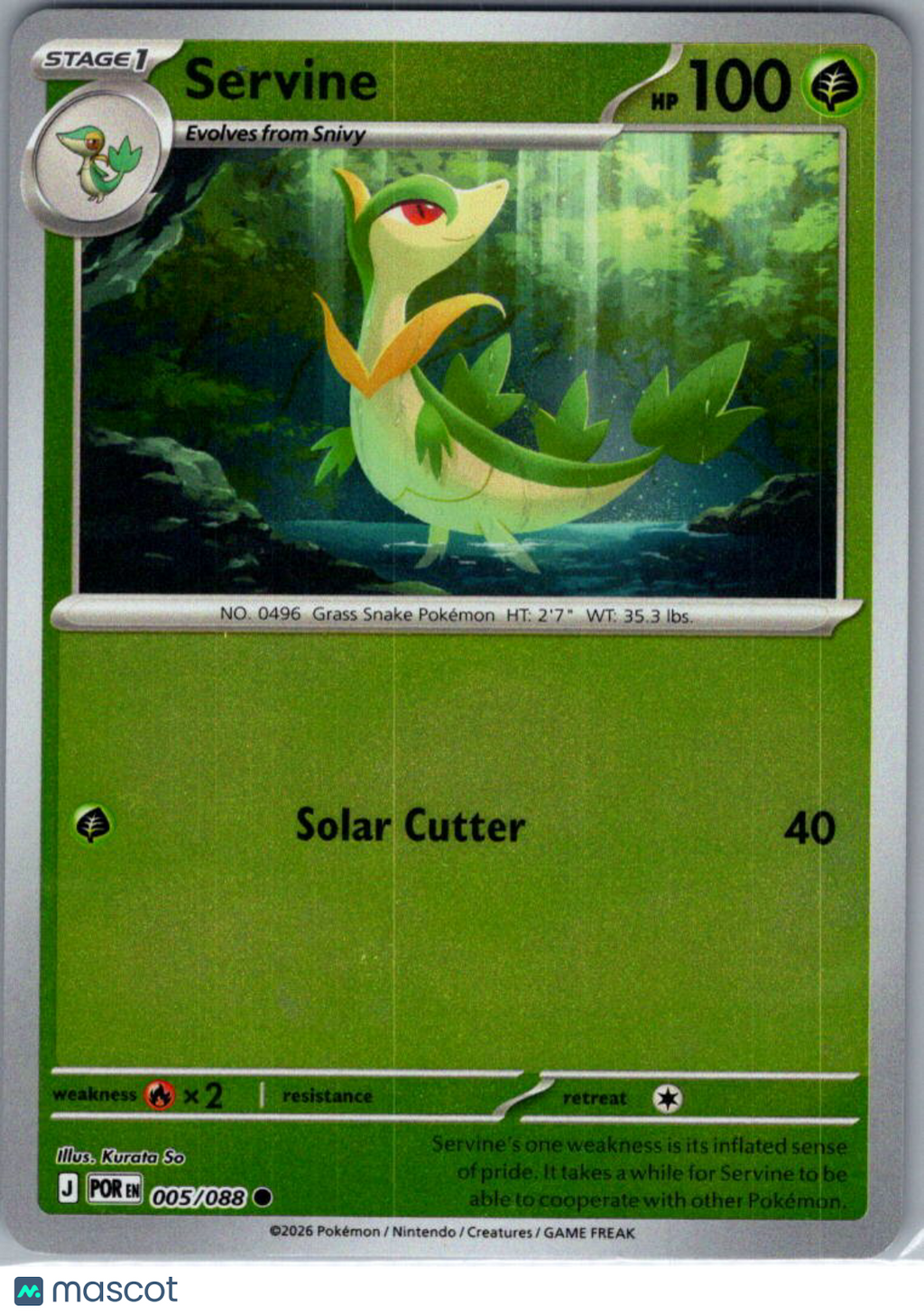 2026 Mega Evolution – Perfect Order Servine Reverse Holo #5/88