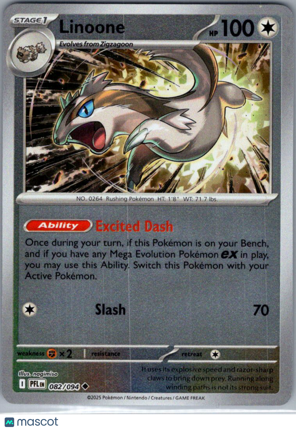2025 Mega Evolution – Phantasmal Flames Linoone Reverse Holo Uncommon #82/94