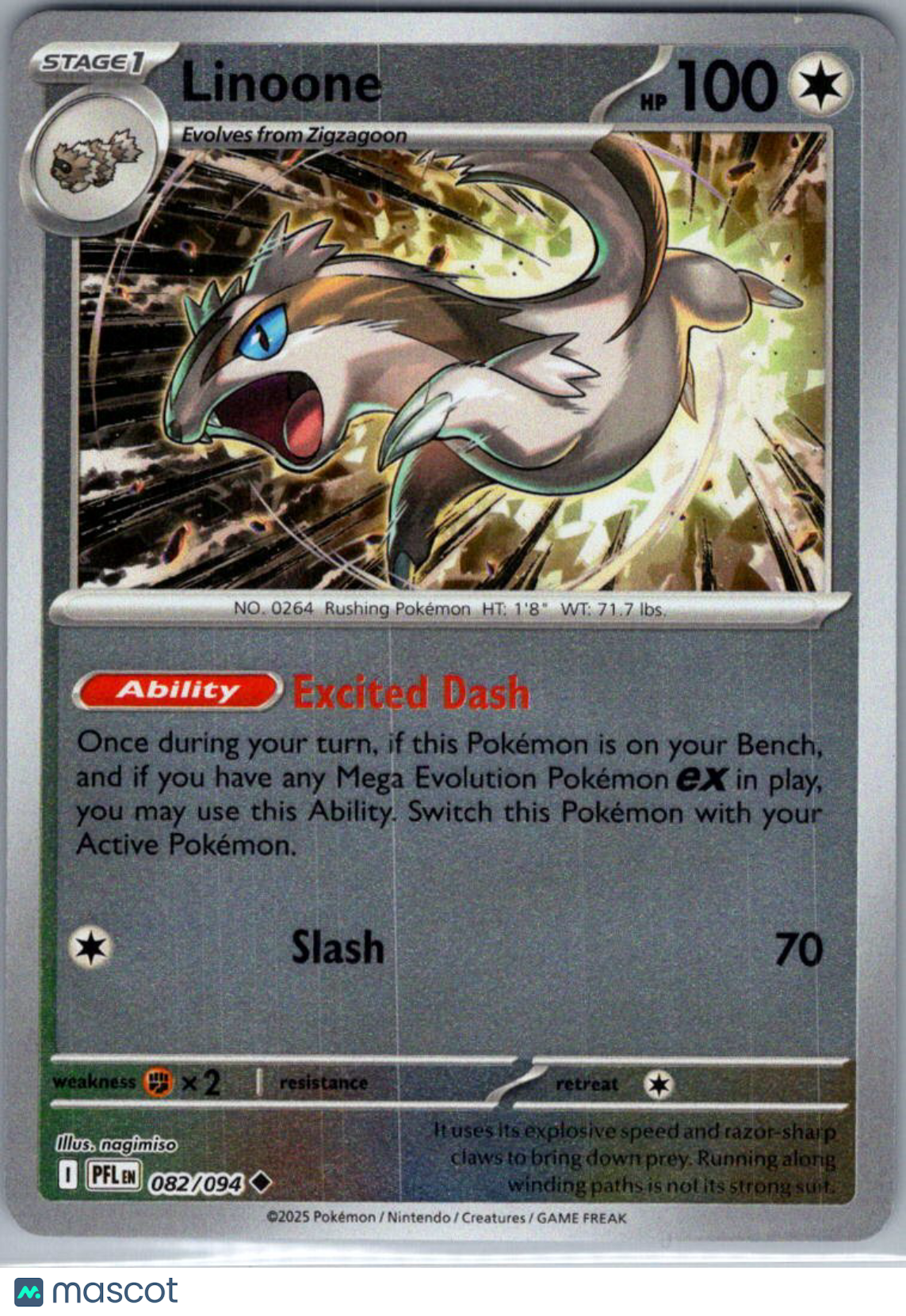 2025 Mega Evolution – Phantasmal Flames Linoone Reverse Holo Uncommon #82/94