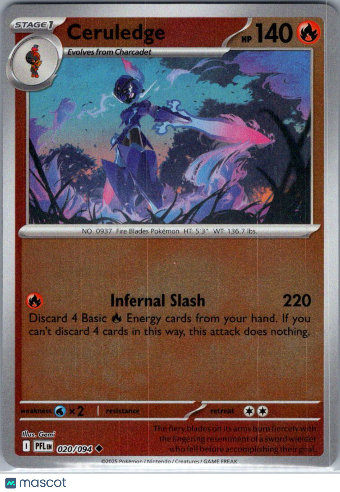 2025 Mega Evolution – Phantasmal Flames Ceruledge Reverse Holo Uncommon #20/94