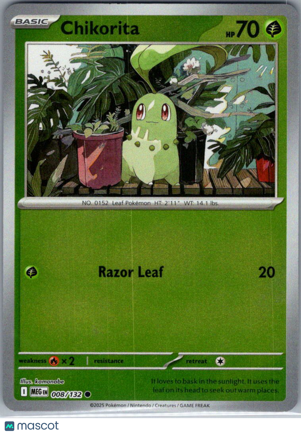 2025 Mega Evolution Chikorita Reverse Holo #8/132