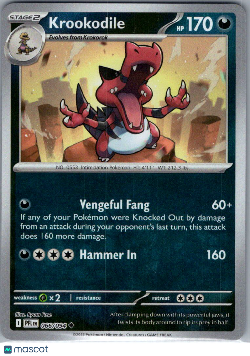 2025 Mega Evolution – Phantasmal Flames Krookodile Reverse Holo Uncommon #66/94