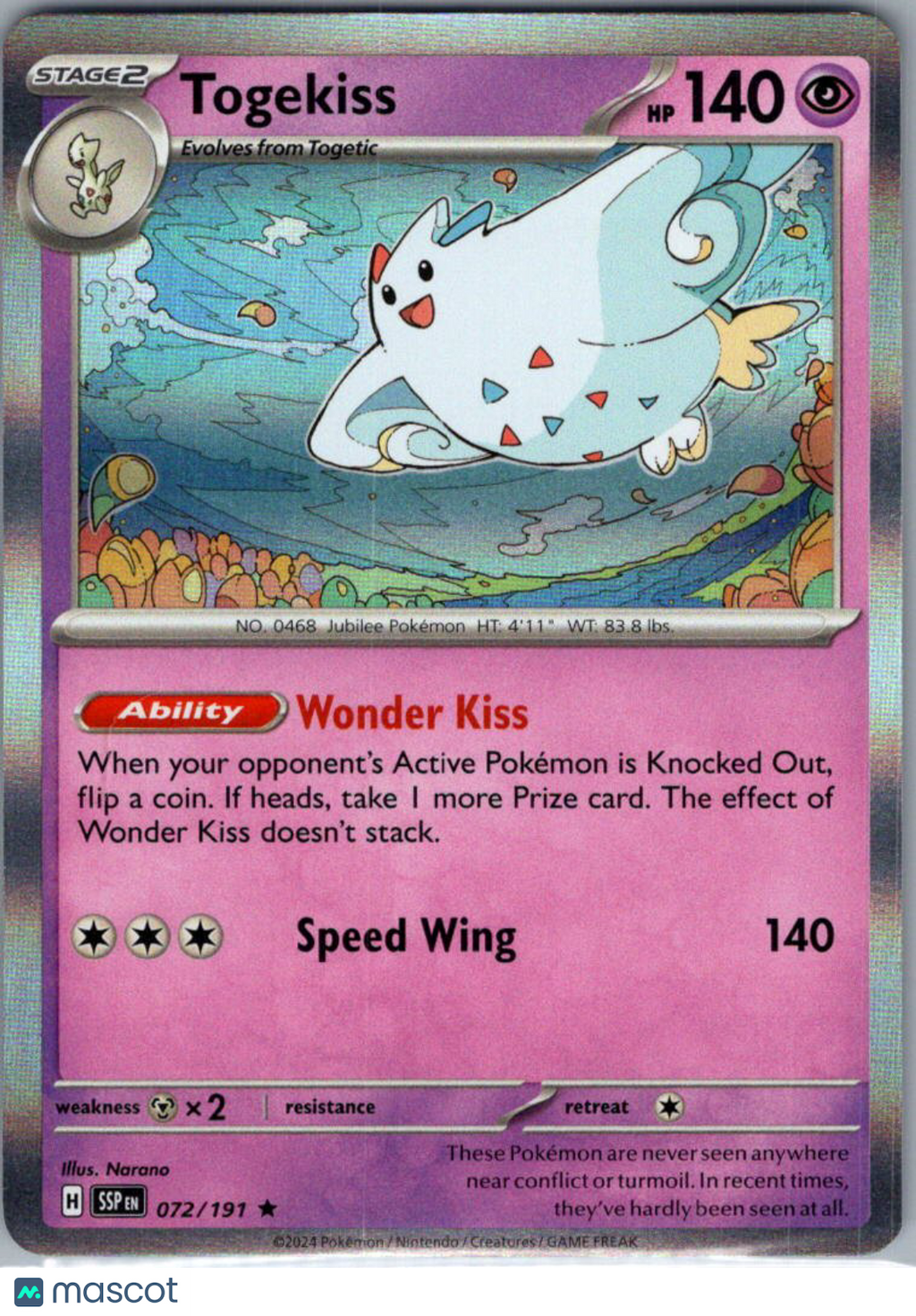 2024 Surging Sparks Togekiss Holo Rare #72/191