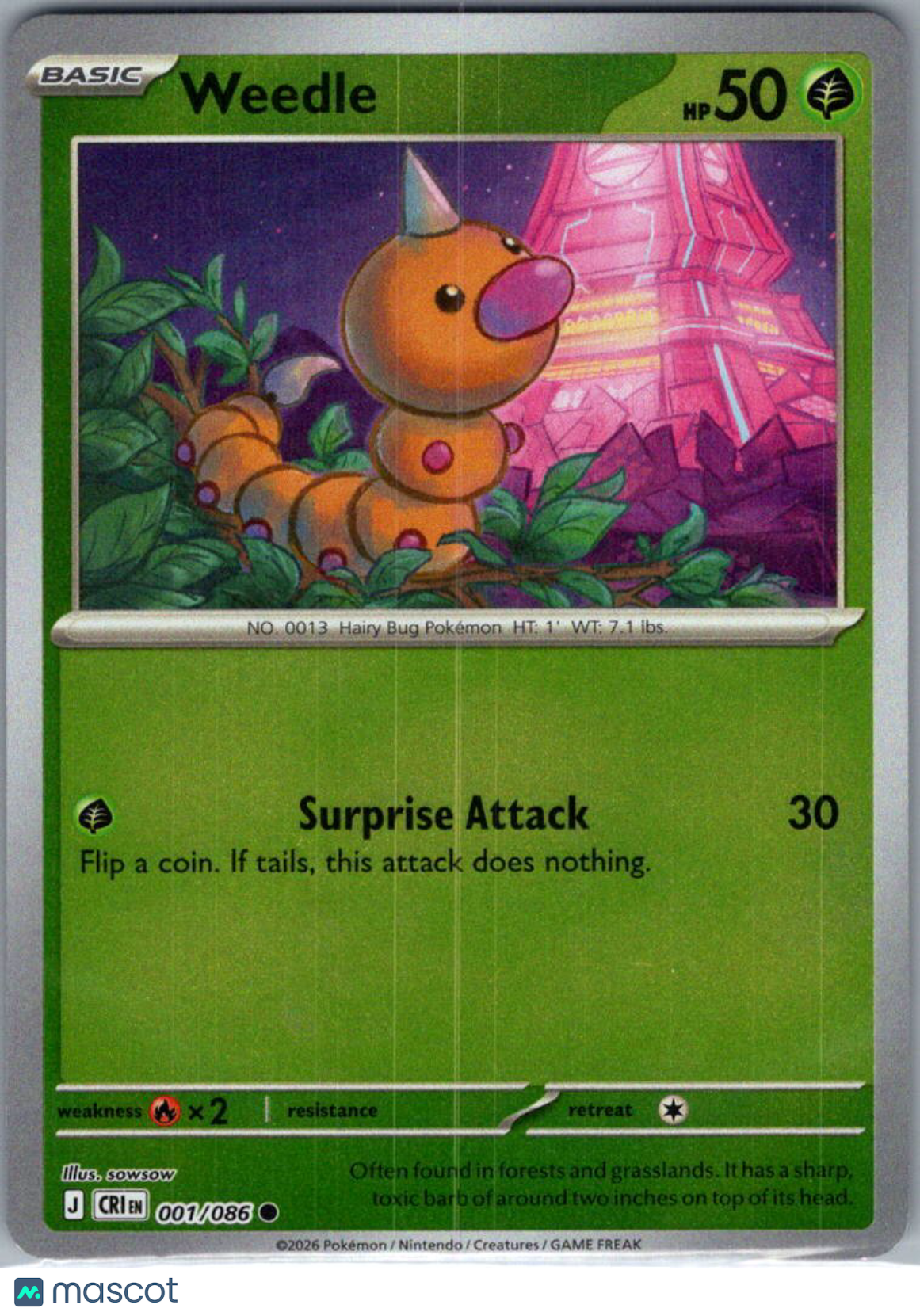 2026 Chaos Rising Weedle Reverse Holo #1/86
