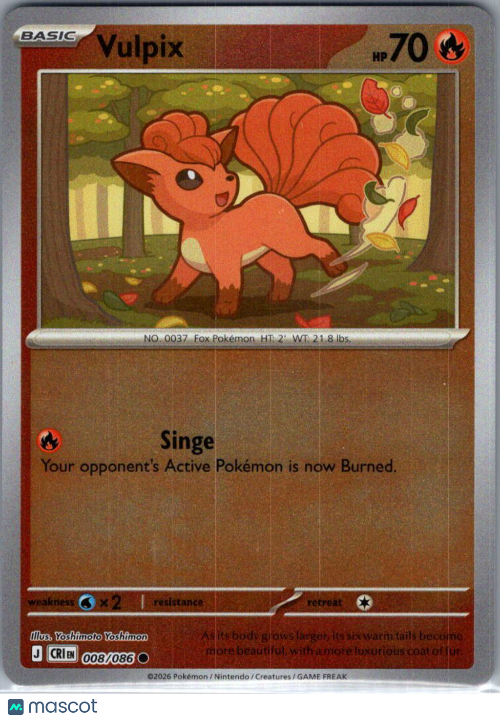 2026 Chaos Rising Vulpix Reverse Holo #8/86