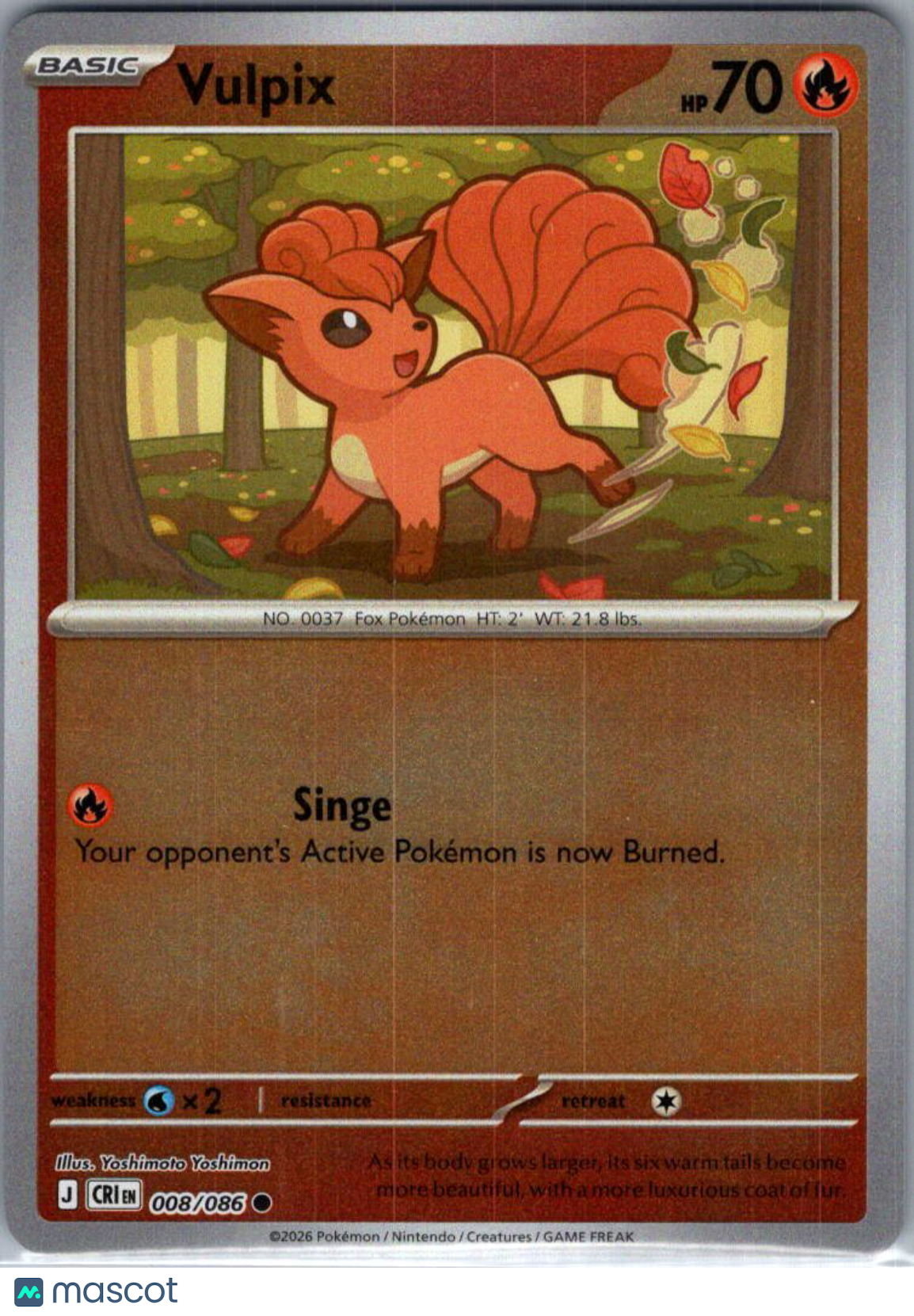 2026 Chaos Rising Vulpix Reverse Holo #8/86