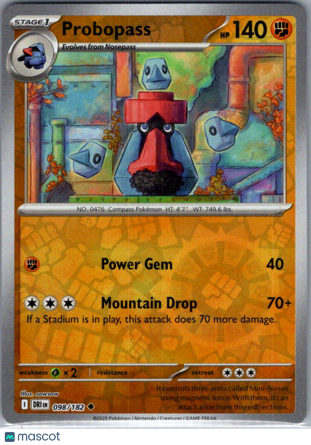 2025 Destined Rivals Probopass Reverse Holo Uncommon #98/182