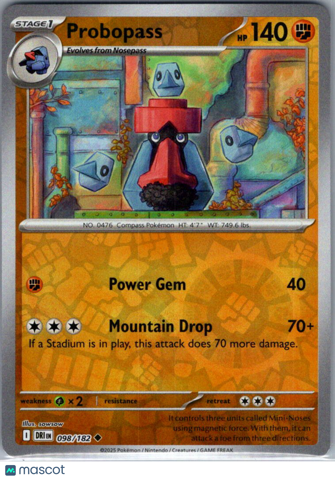 2025 Destined Rivals Probopass Reverse Holo Uncommon #98/182