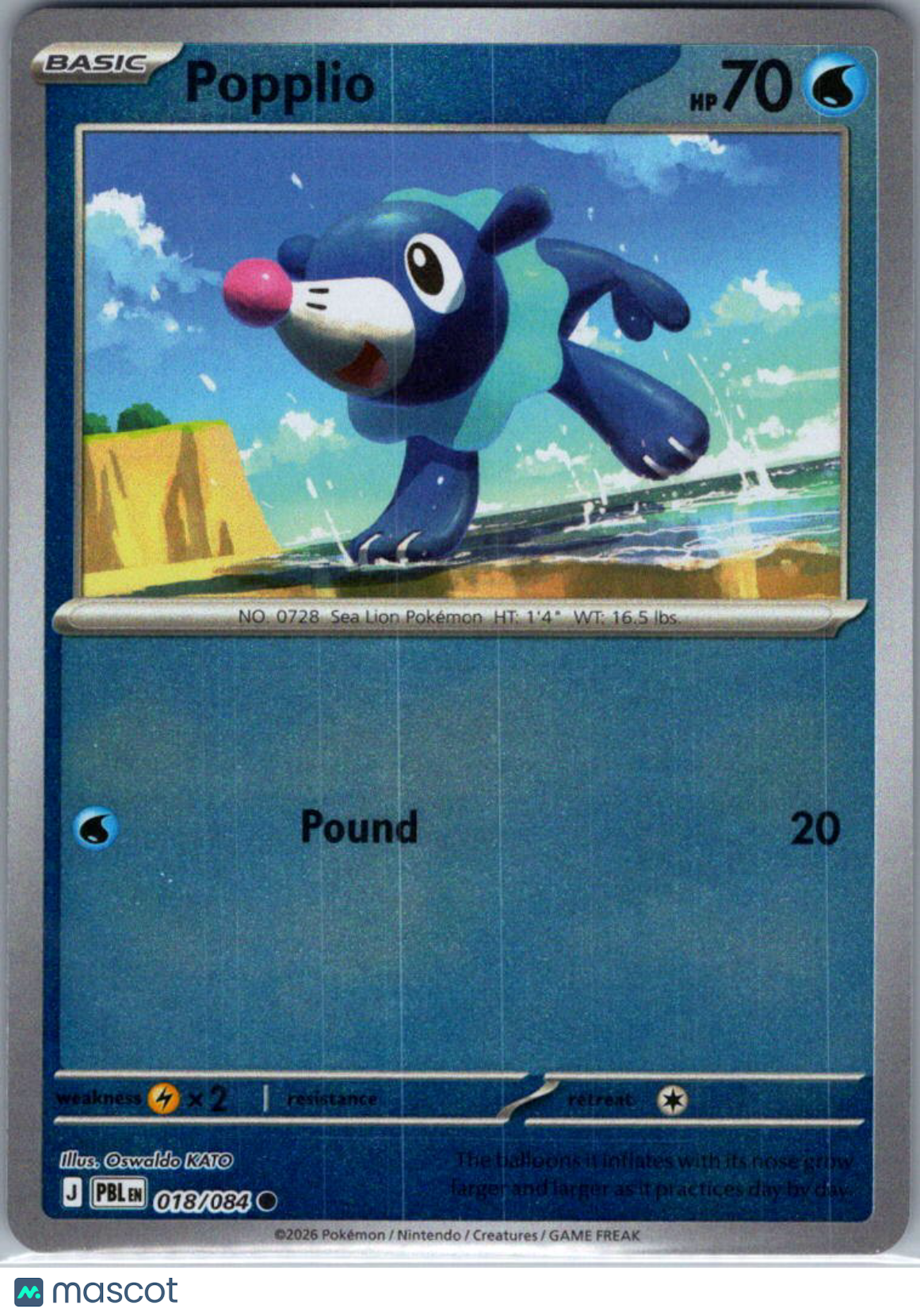 2026 Pitch Black Popplio Reverse Holo #018/084