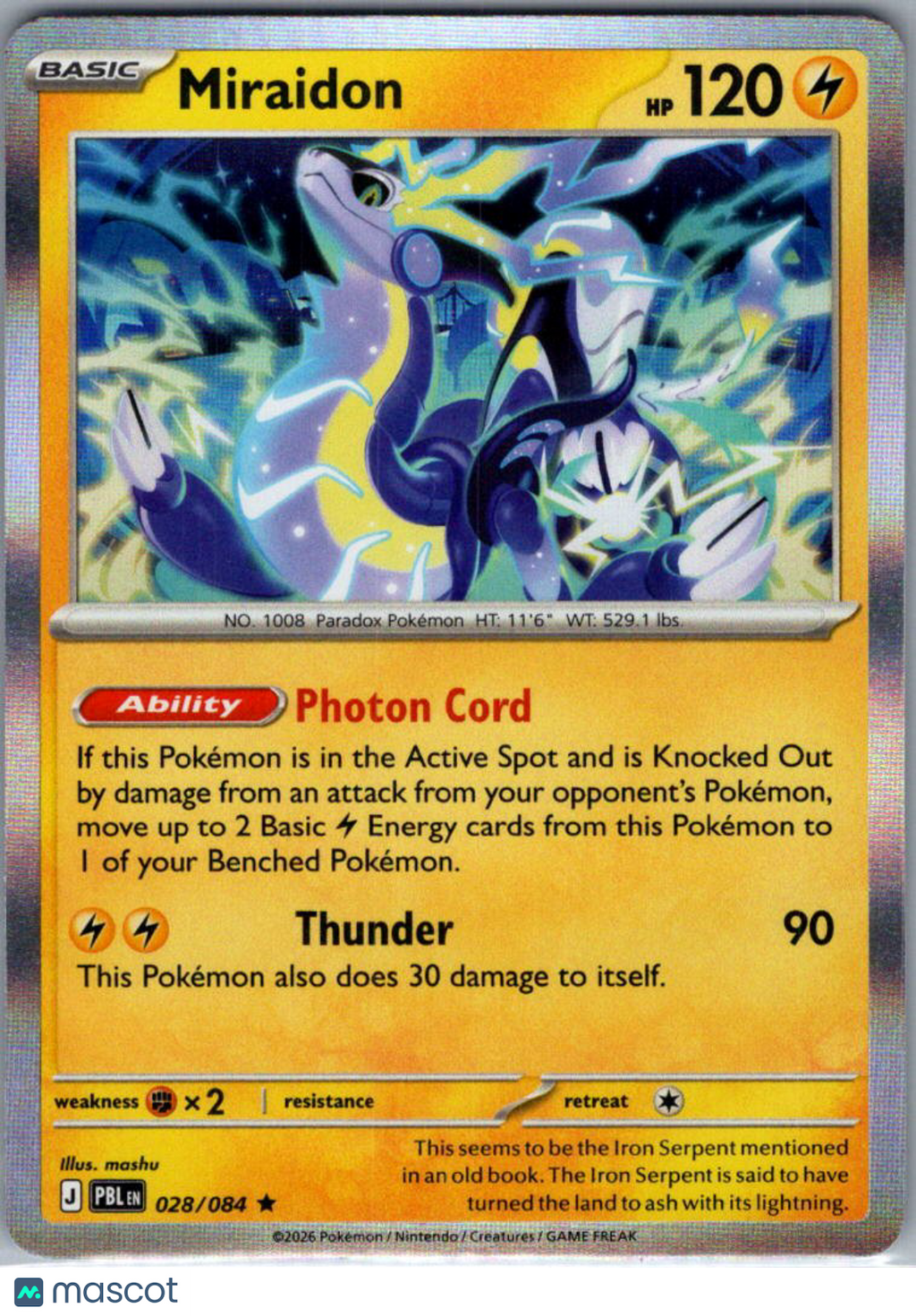 2026 Pitch Black Miraidon Holo Rare #028/084