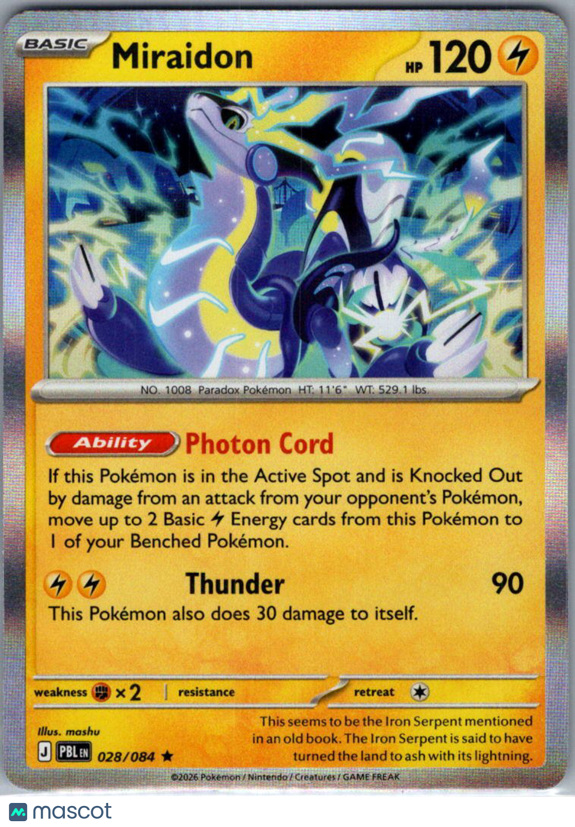 2026 Pitch Black Miraidon Holo Rare #028/084