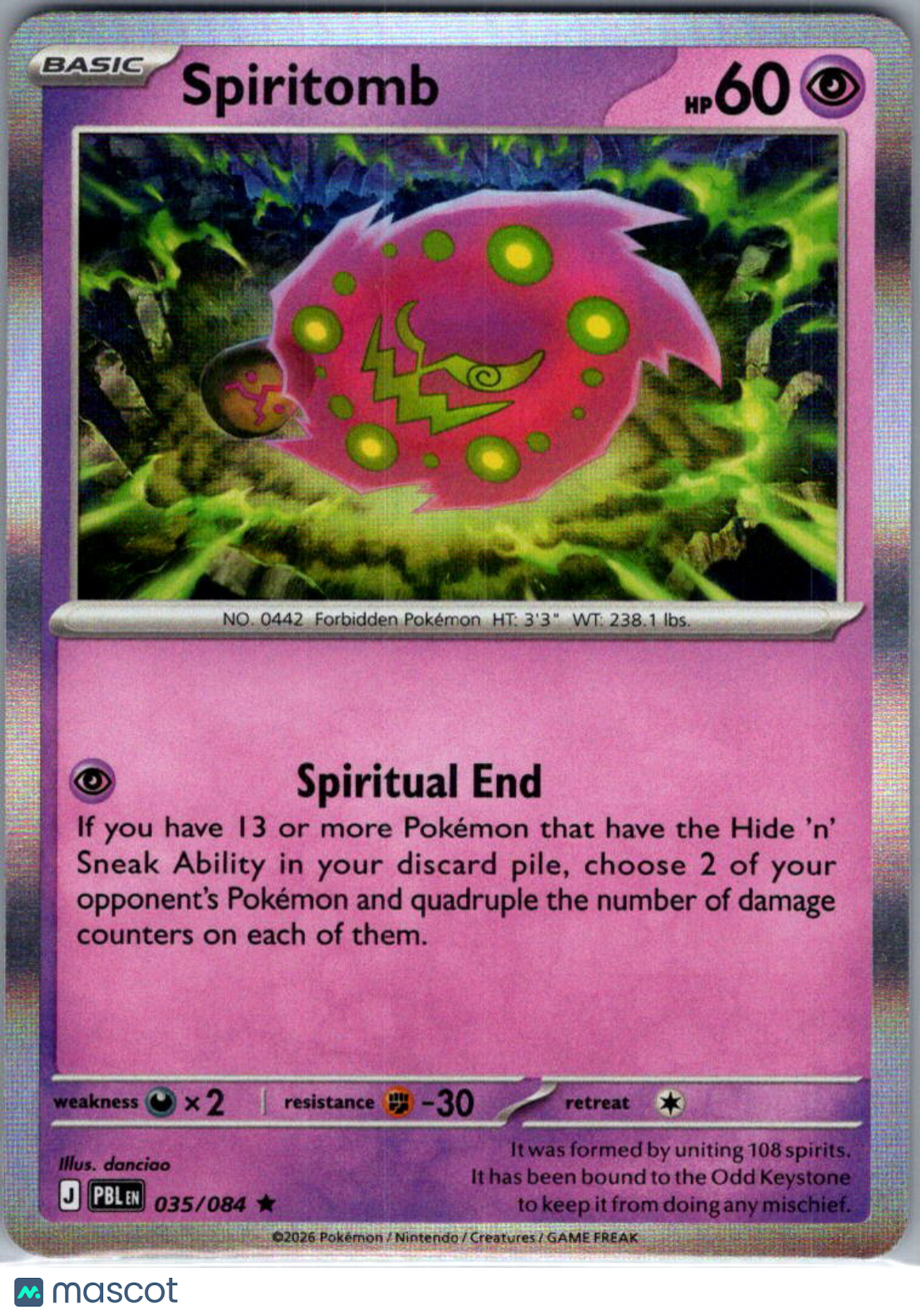 2026 Pitch Black Spiritomb Holo Rare #035/084