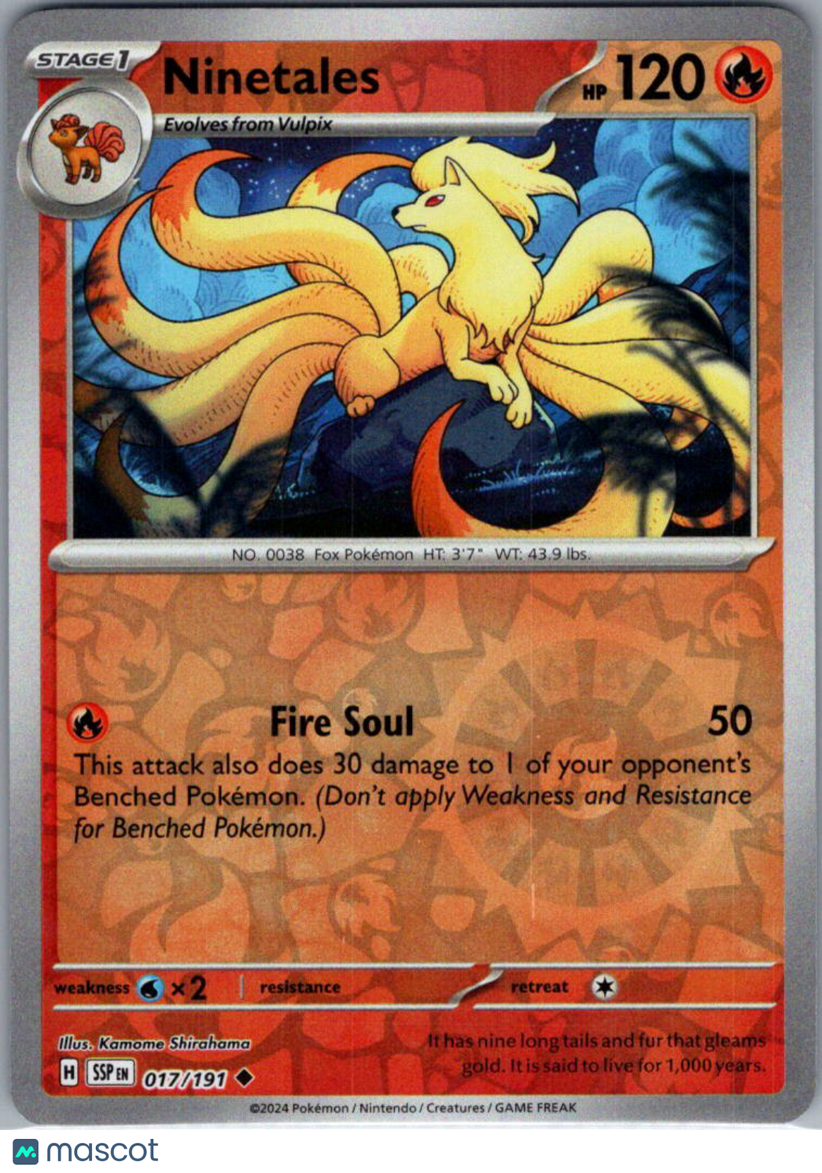 2024 Surging Sparks Ninetales Reverse Holo Uncommon #17/191