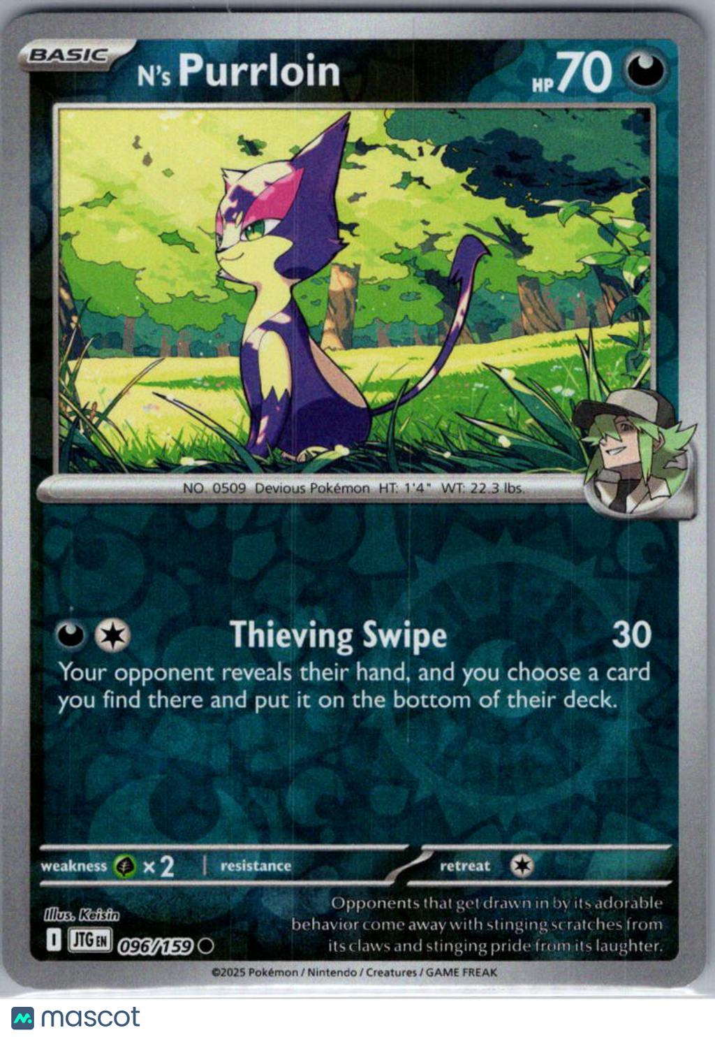 2025 Journey Together N'S Purrloin Reverse Holo #96/159