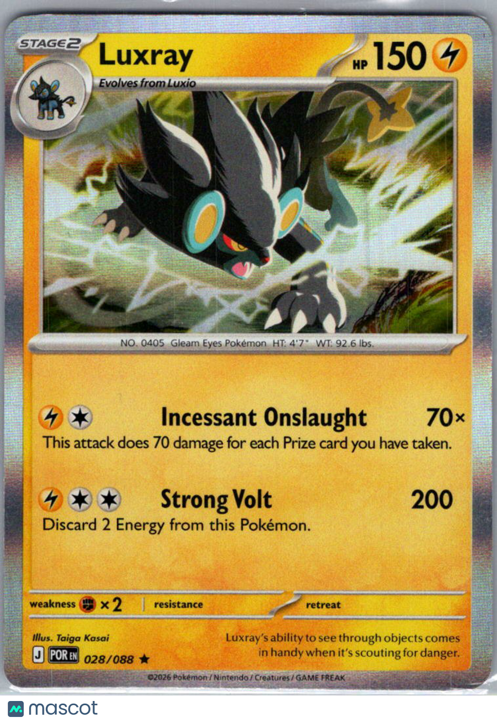 2026 Mega Evolution – Perfect Order Luxray Holo Rare #28/88