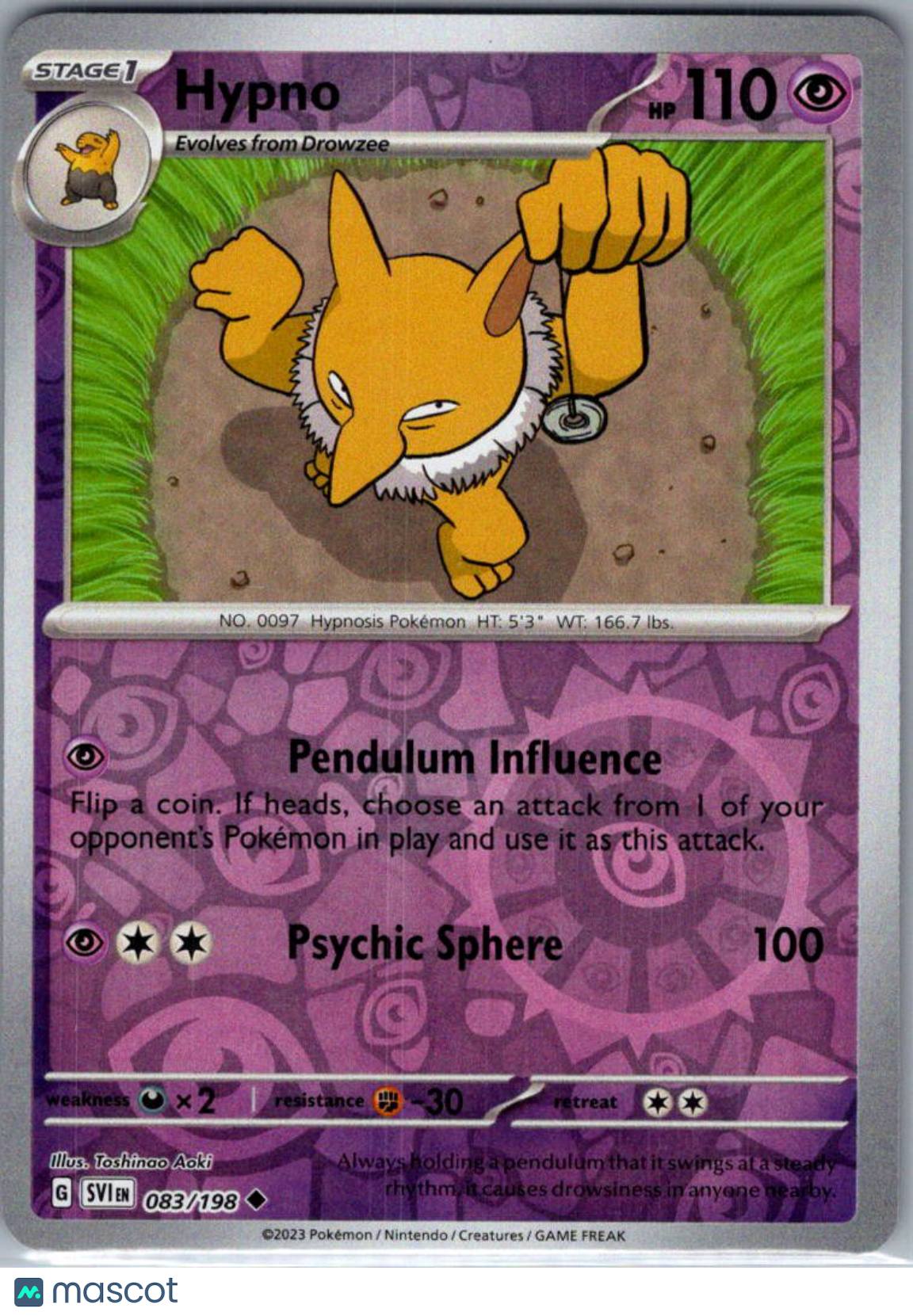 2023 Scarlet & Violet Hypno Reverse Holo Uncommon #83/198