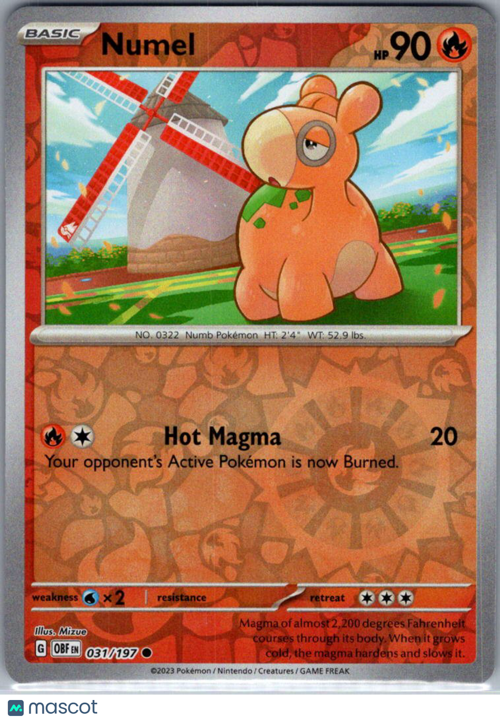 2023 Obsidian Flames Numel Reverse Holo #31/197