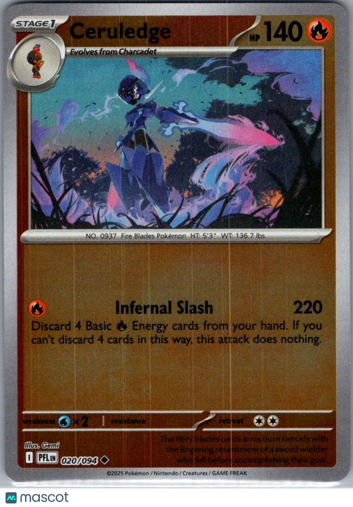 2025 Mega Evolution – Phantasmal Flames Ceruledge Reverse Holo Uncommon #20/94