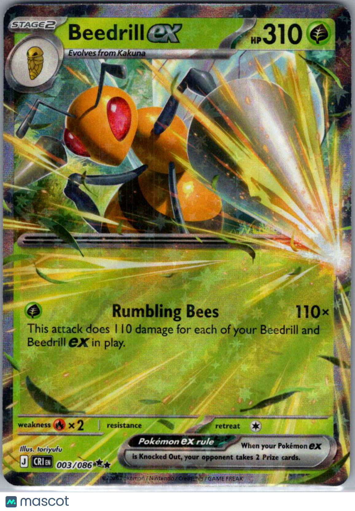 2026 Chaos Rising Beedrill EX Holo Double Rare RR #3/86