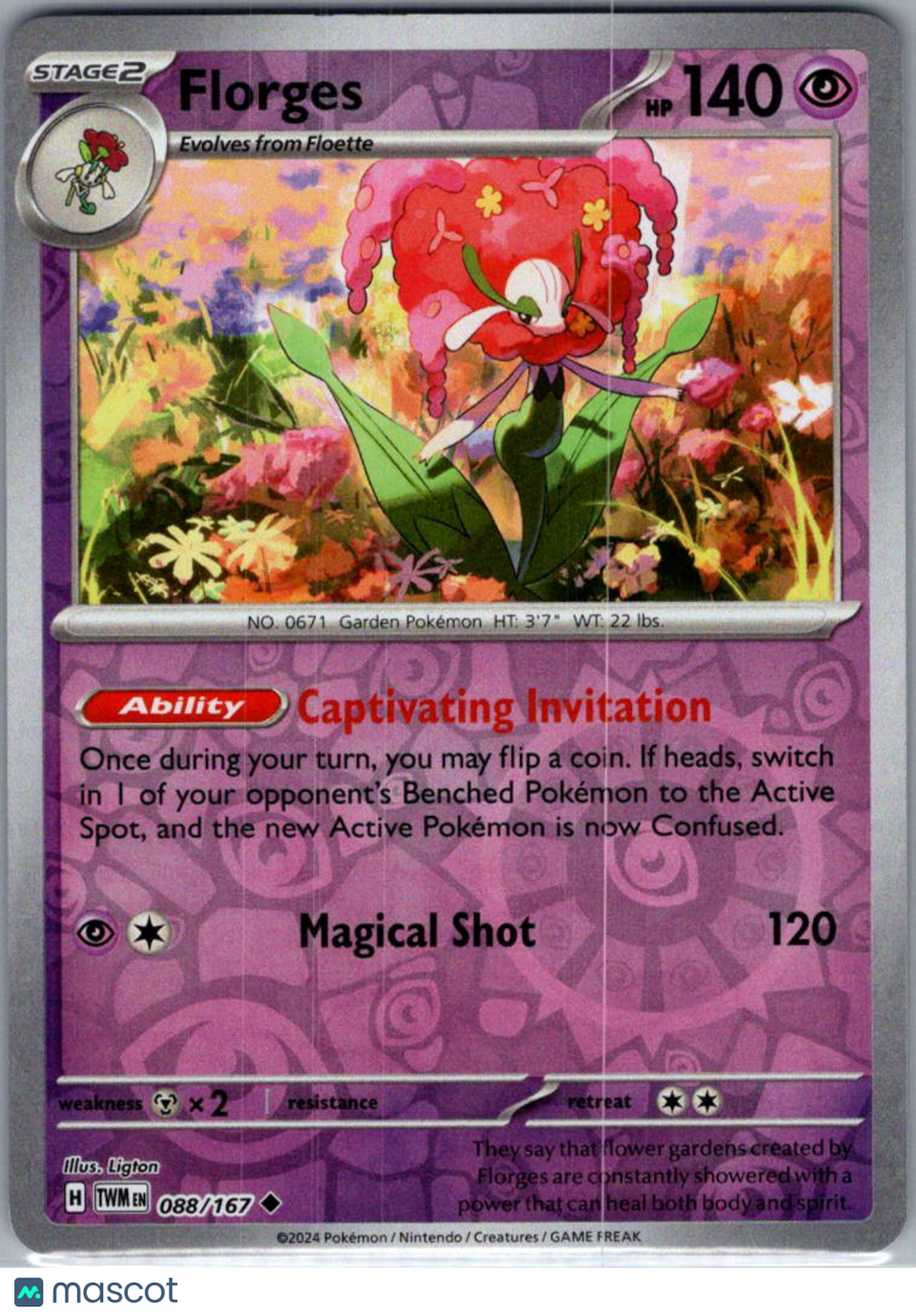 2024 Twilight Masquerade Florges Reverse Holo Uncommon #88/167