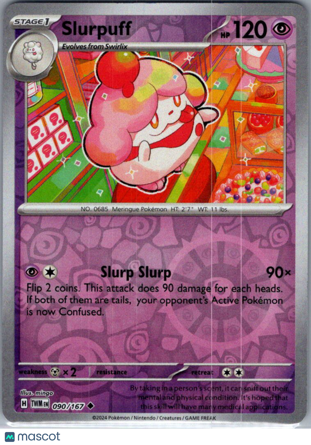 2024 Twilight Masquerade Slurpuff Reverse Holo Uncommon #90/167
