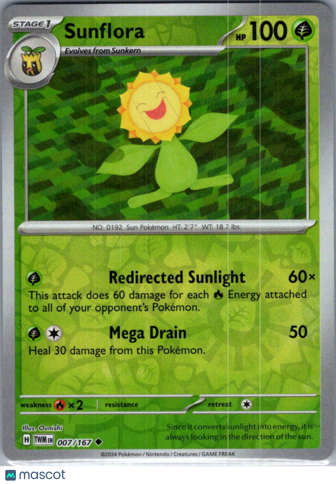 2024 Twilight Masquerade Sunflora Reverse Holo Uncommon #7/167