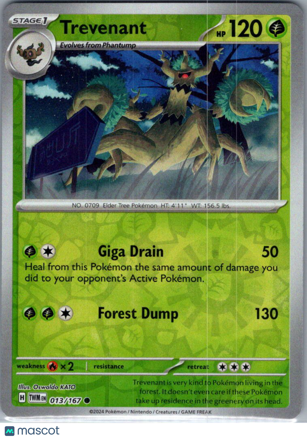2024 Twilight Masquerade Trevenant Reverse Holo #13/167