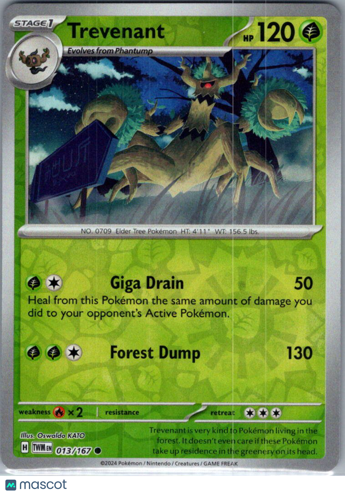 2024 Twilight Masquerade Trevenant Reverse Holo #13/167