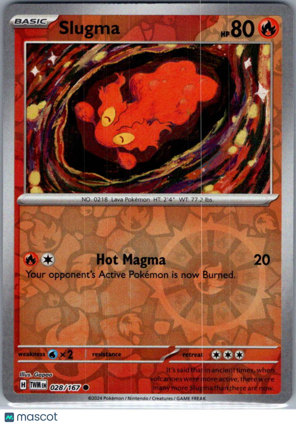 2024 Twilight Masquerade Slugma Reverse Holo #28/167