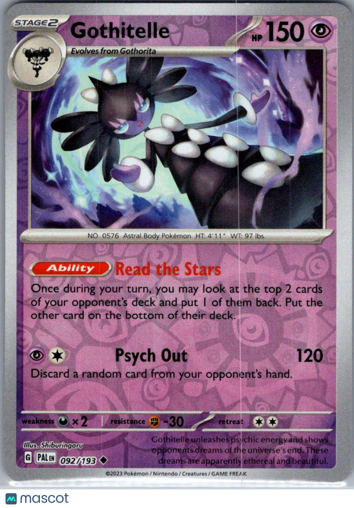 2023 Paldea Evolved Gothitelle Reverse Holo Uncommon #92/193