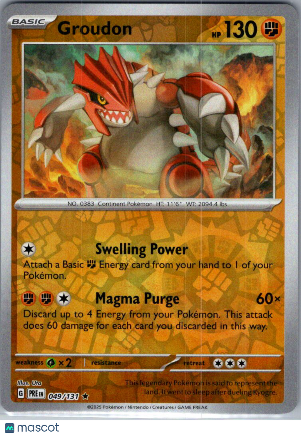 2025 Prismatic Evolutions Groudon Reverse Holo Rare #49/131