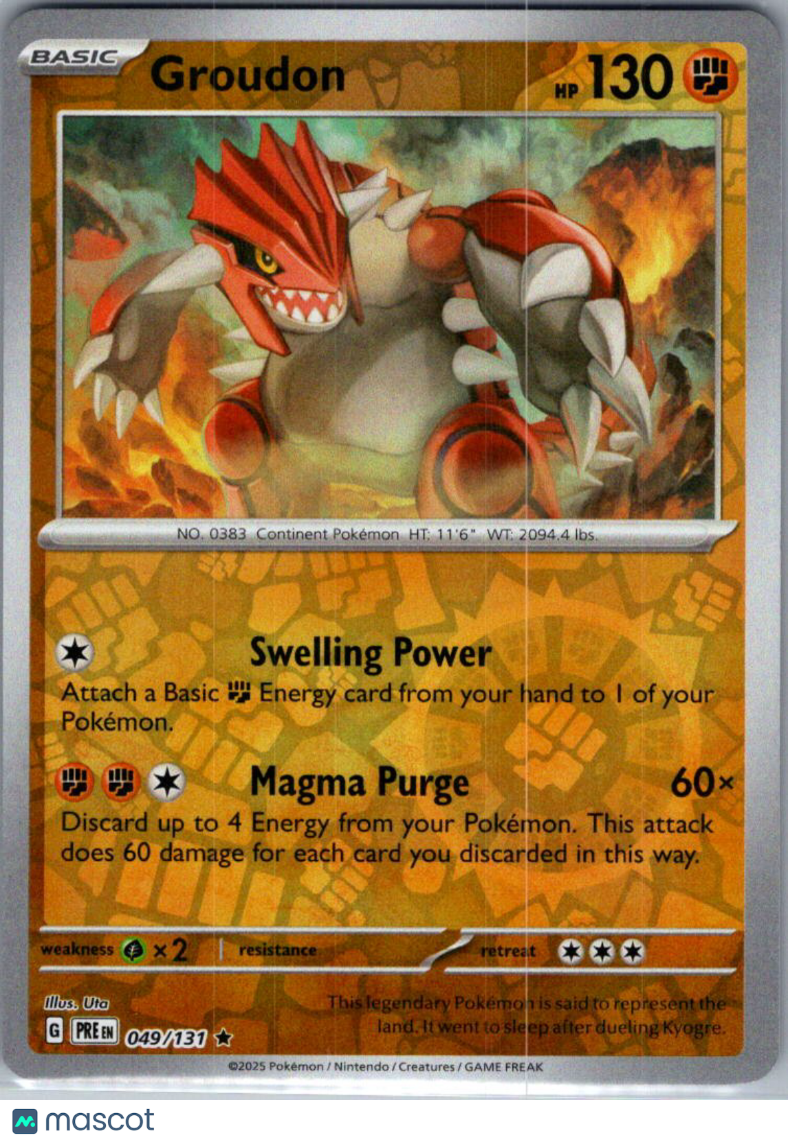 2025 Prismatic Evolutions Groudon Reverse Holo Rare #49/131